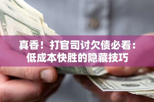 武汉真香！打官司讨欠债必看：低成本快胜的隐藏技巧